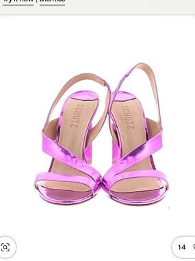 SCHUTZ Metallic Fuchsia Crisscross Slingback Heels